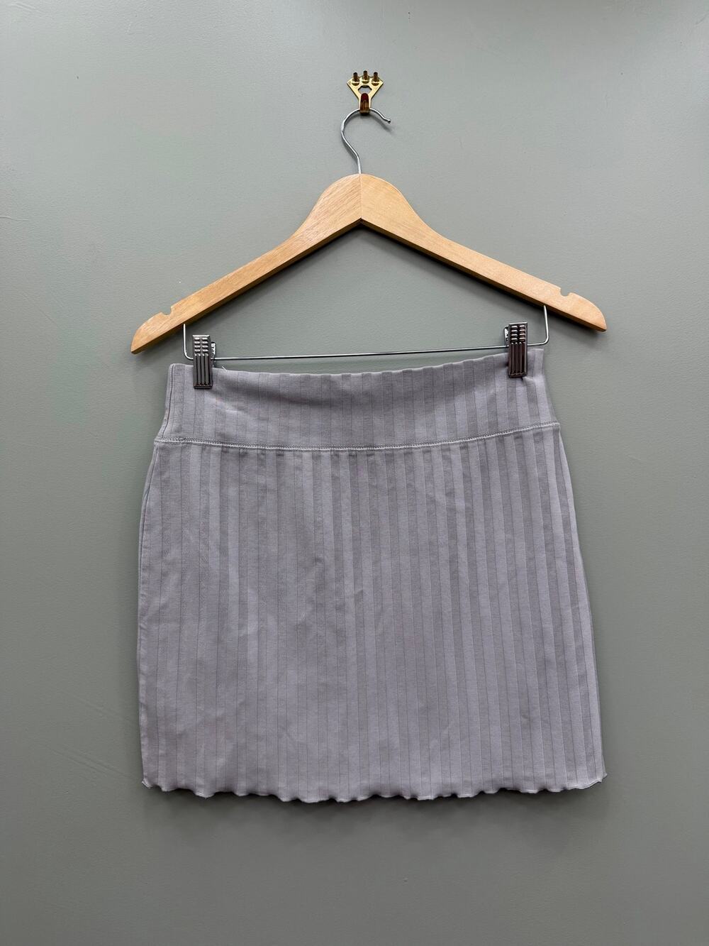 NWT OFFLINE by Aerie OG Rib Mini Skirt Gray Ribbed Stretch Size M
